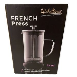 Kitchellence FP12 Double Glass French Press Coffee Maker 34 oz New Open Box
